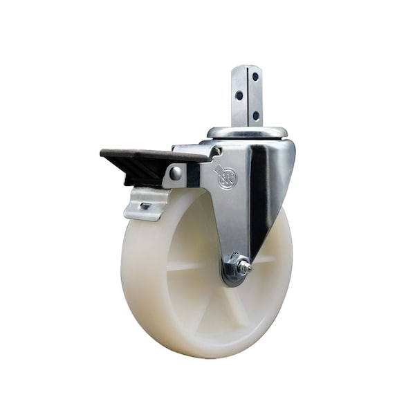 5'' Nylon Wheel Swivel 7/8'' Square Stem Caster with Brake